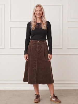 I SAY Barbel Corduroy Skirt Skirts N19 Washed Taupe