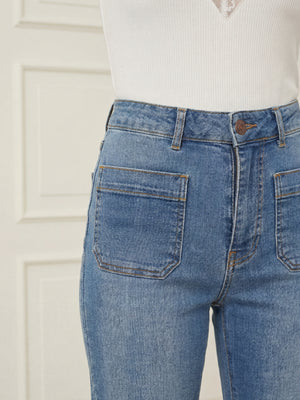 I SAY Bologna Kickflare Jeans Pants 606 Mid Denim