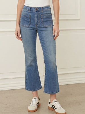 I SAY Bologna Kickflare Jeans Pants 606 Mid Denim