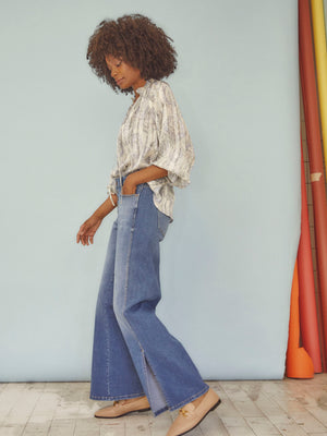 I SAY Bologna Split Jeans Pants 606 Mid Denim