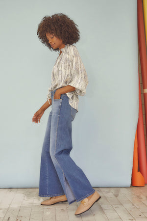 I SAY Bologna Split Jeans Pants 606 Mid Denim