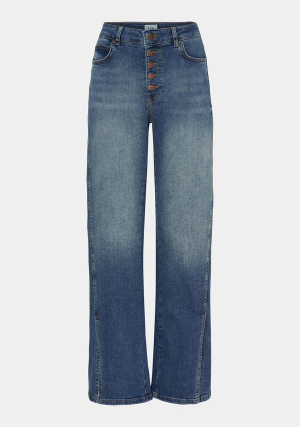 I SAY Bologna Split Jeans Pants 606 Mid Denim