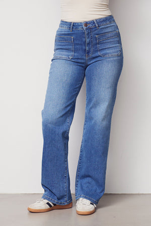 I SAY Bologna Wide Jeans Pants 606 Mid Denim