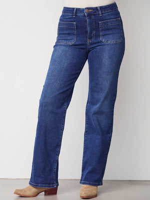 I SAY Bologna Wide Jeans Pants 662 Dark denim