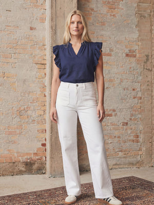 I SAY Bologna wide Twill Pant Pants 100 White