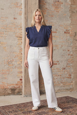 I SAY Bologna wide Twill Pant Pants 100 White