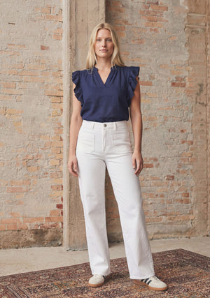 I SAY Bologna wide Twill Pant Pants 100 White