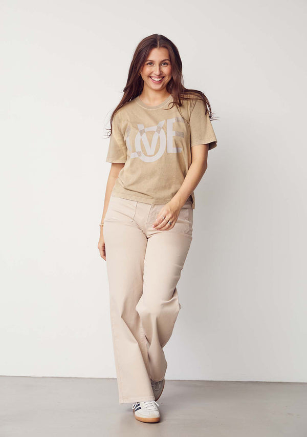 I SAY Bologna wide Twill Pant Pants 117 Dark Sand