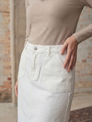 I SAY Carpi Denim Skirt Skirts 101 Broken White