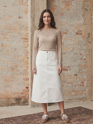 I SAY Carpi Denim Skirt Skirts 101 Broken White
