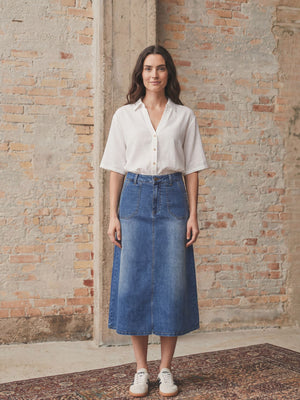 I SAY Carpi Denim Skirt Skirts 633 Basic Denim Wash