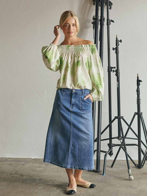 I SAY Carpi Denim Skirt Skirts 633 Basic Denim Wash