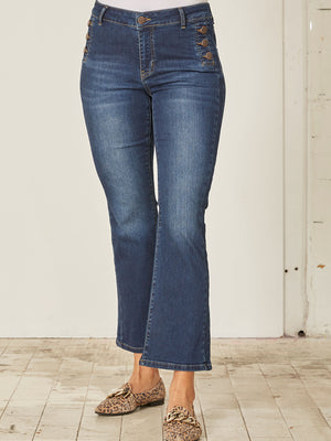 I SAY Como Button Jeans Pants 662 Dark denim