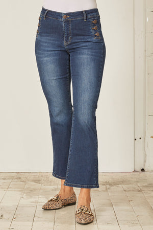 I SAY Como Button Jeans Pants 662 Dark denim