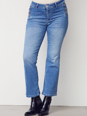 I SAY Como Button Jeans Pants I55 Como Blue Wash