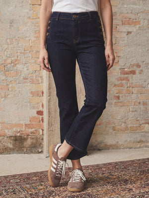 I SAY Como Button Jeans Pants K97 Unwashed Denim