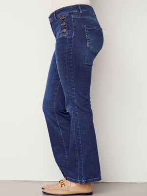 I SAY Como Flare Button Jeans Pants 662 Dark denim