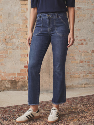 I SAY Como Flare Jeans Pants 662 Dark denim