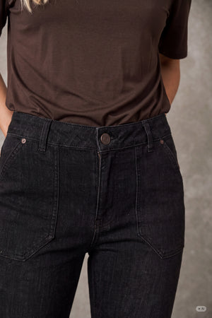 I SAY Como Flare Jeans Pants 923 Washed Grey