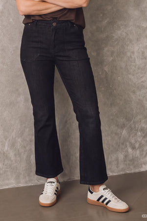 I SAY Como Flare Jeans Pants 923 Washed Grey