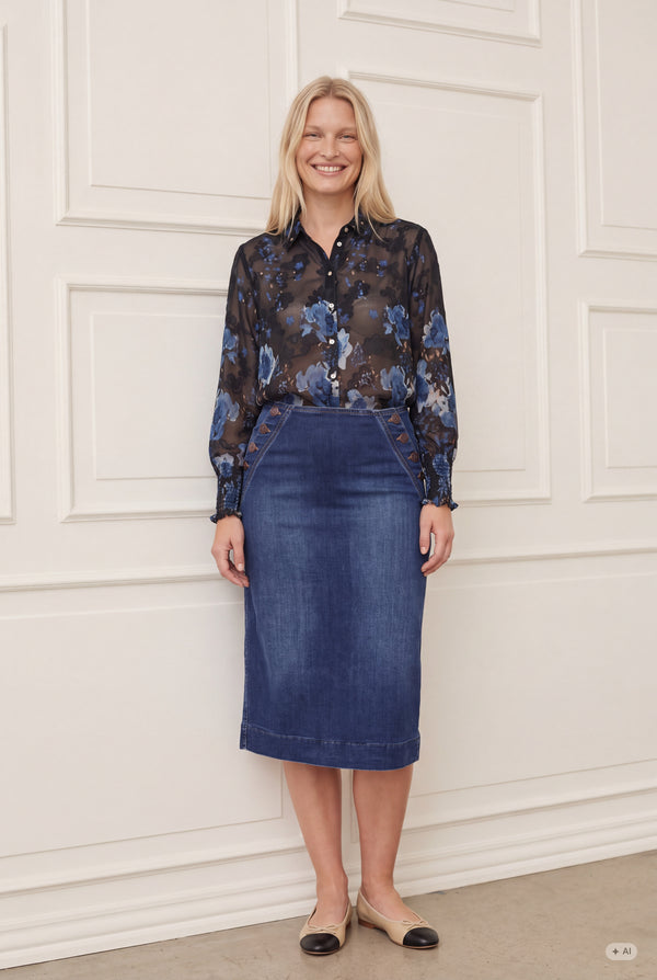 I SAY Como Highwaist Skirt Skirts 662 Dark denim