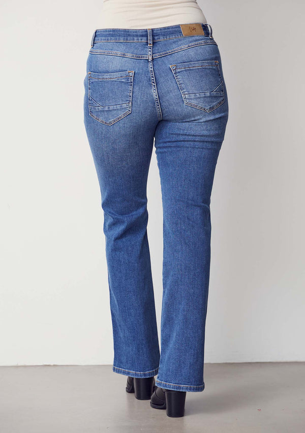 I SAY Como Long Flare Jeans Pants 606 Mid Denim