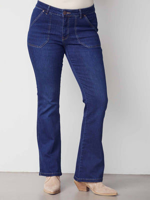 I SAY Como Long Flare Jeans Pants 662 Dark denim