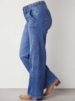 I SAY Como New Wide Jeans Pants 700 Mid Denim Wash