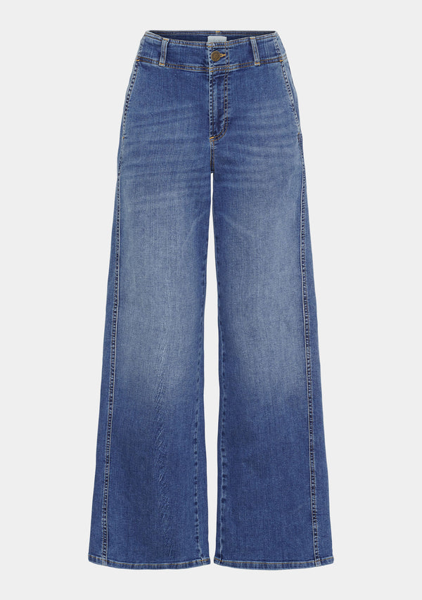 I SAY Como New Wide Jeans Pants 700 Mid Denim Wash