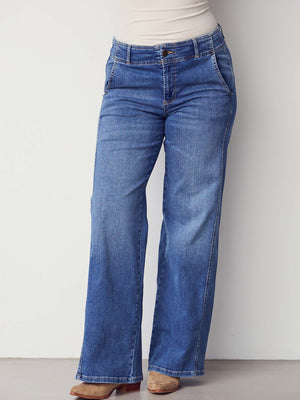 I SAY Como New Wide Jeans Pants 700 Mid Denim Wash