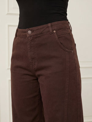 I SAY Como Slit Twill Pant Pants 356 Dark brown
