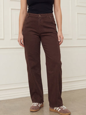 I SAY Como Slit Twill Pant Pants 356 Dark brown
