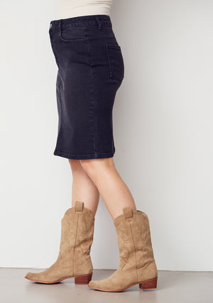 I SAY Como Solid Skirt Skirts 927 Washed Black