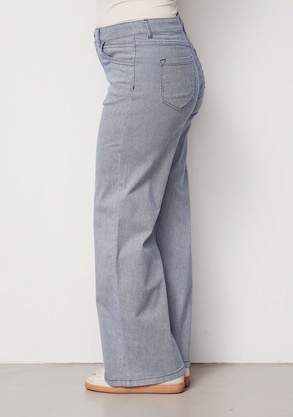 I SAY Como Stripe Wide Pant Pants M57 Blue Pinstripe