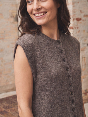 I SAY Cosima Waistcoat Knitwear 357 Dark Brown Melange