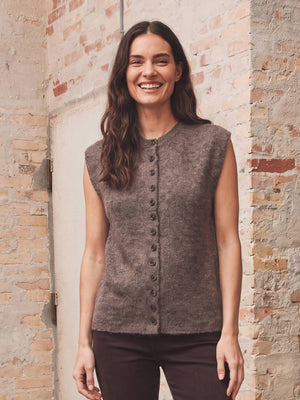 I SAY Cosima Waistcoat Knitwear 357 Dark Brown Melange