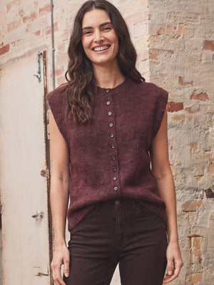 I SAY Cosima Waistcoat Knitwear N69 Wine Melange