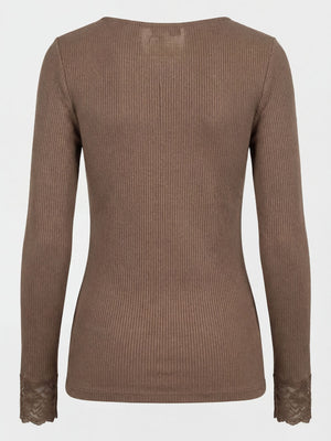 I SAY Dee Lace Blouse Basics 368 Taupe