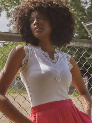 I SAY Dee Lace Top Basics 100 White