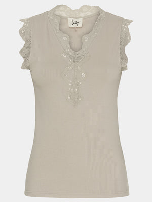 I SAY Dee Lace Top Basics 112 Sand