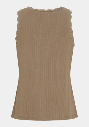 I SAY Dee O-Neck Top Tops 368 Taupe