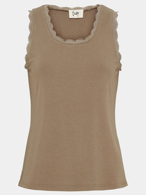 I SAY Dee O-Neck Top Basics 368 Taupe