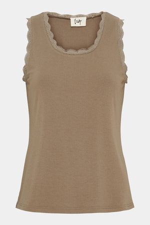 I SAY Dee O-Neck Top Basics 368 Taupe
