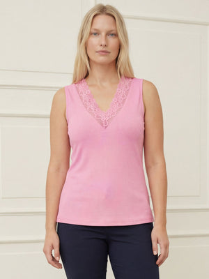 I SAY Dee V-Neck Top Basics 515 Hot pink