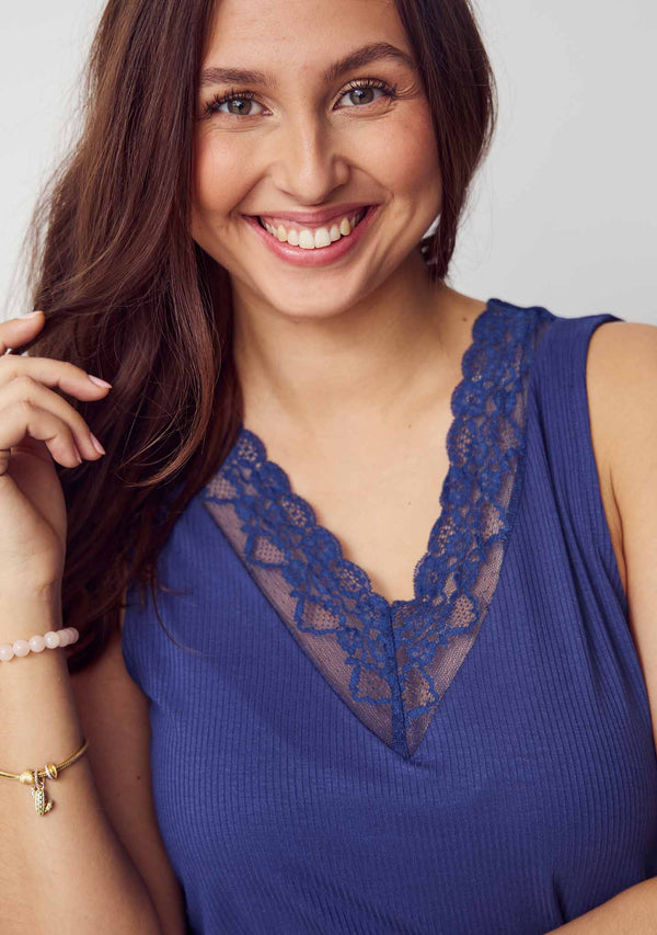 I SAY Dee V-Neck Top Tops 640 Navy