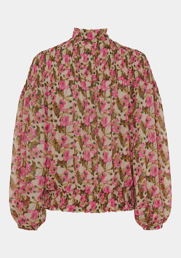 I SAY Delta Smock Blouse Blouses M20 Pink Leaves