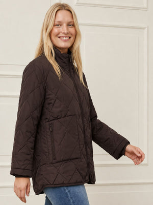 I SAY Diddi Quilted Jacket Outerwear 356 Dark brown