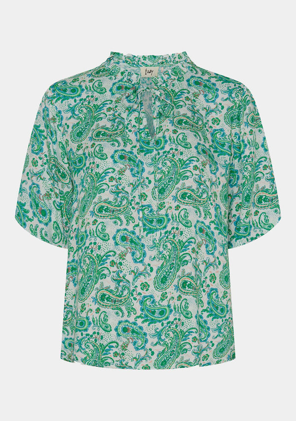 I SAY Dunja s/s Blouse Blouses L93 Fresh Green Paisley