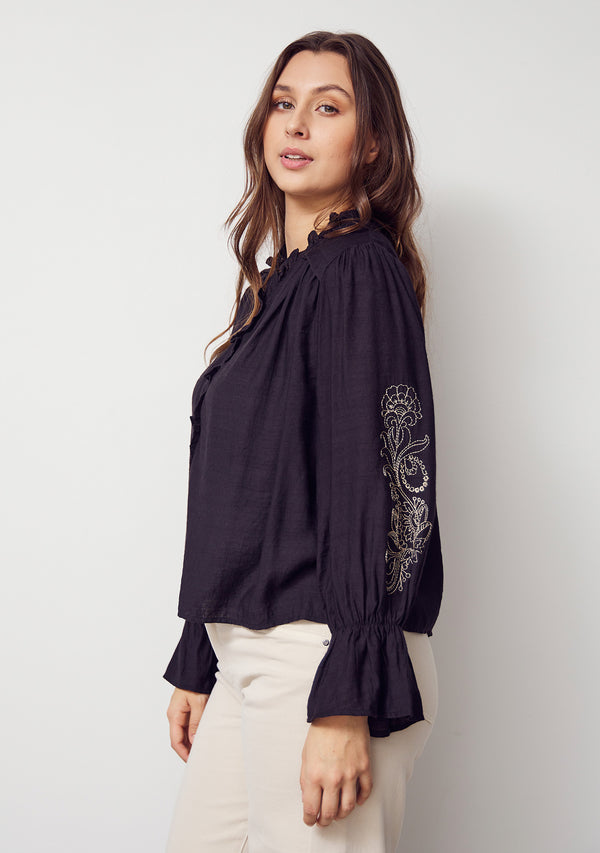 I SAY Elly Flounce Blouse Blouses 900 Black