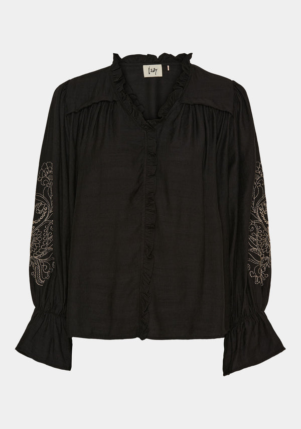 I SAY Elly Flounce Blouse Blouses 900 Black